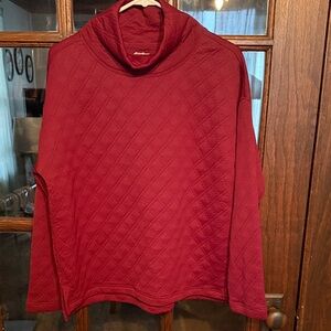 Eddie Bauer Deep Red Quilted Cowl Neck Sweater